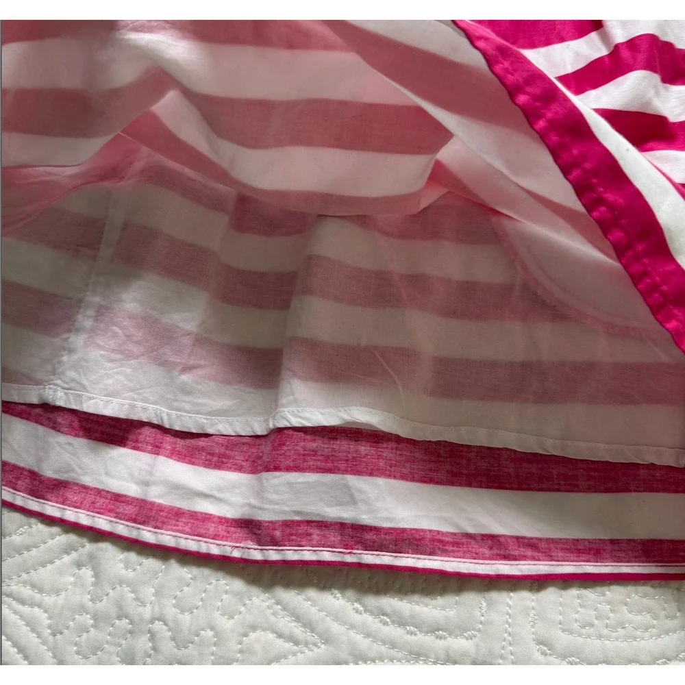 LILLY‎ PULITZER Mini Skirt Wms XL Pink/White Striped Cottage Core Preppy Cotton